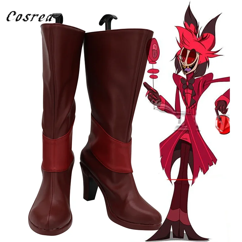 Обувь для отелей в стиле аниме красные сапоги на высоком каблуке вечерние