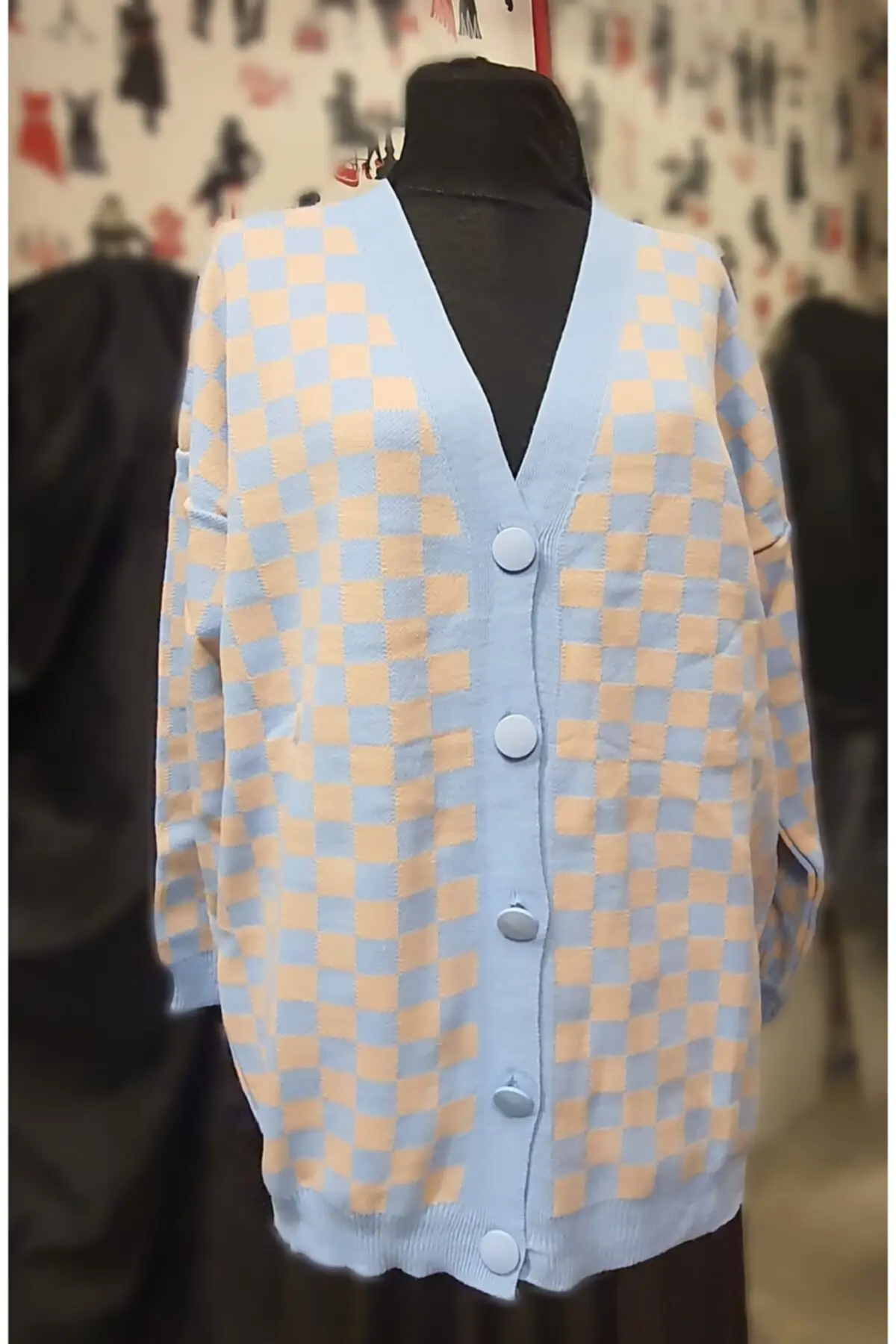 

Women's Cardigan Buttoned Checkered Checkered Oversize Two Colors Casual Knitted Quality Fashion Sweaters Loose Jumper