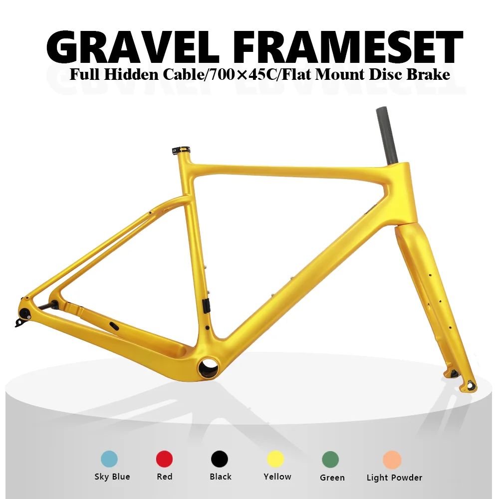 New T1000 Carbon Gravel Frame 700C*45C Bike Frame BB386 Disc Brake Gravel Bicycle Frameset Road Bike Frame Cyclocross Bike