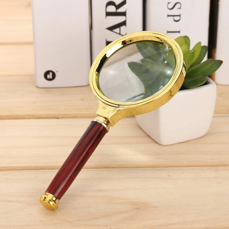 

60mm 80mm 90mm Portable Handheld 10X Magnifying Glass Retro Handle Magnifier Eye Loupe Glass