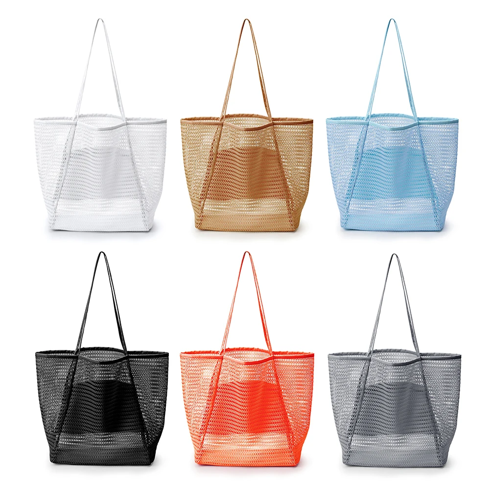 

Модная новая сетчатая пляжная сумка большой емкости, женская прозрачная Портативная сумка через плечо, сумки для покупок, праздничные доро...