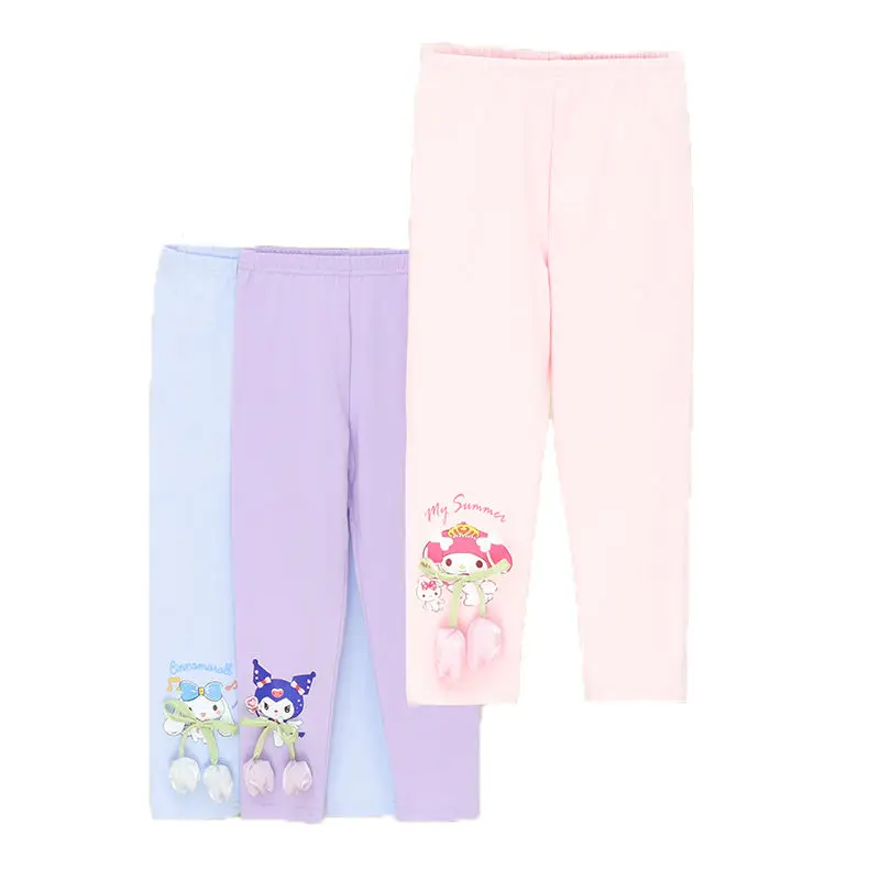 Леггинсы Kuromi Sanrio Cinnamoroll My Melody весенне-осенняя тонкая детская одежда для девочек