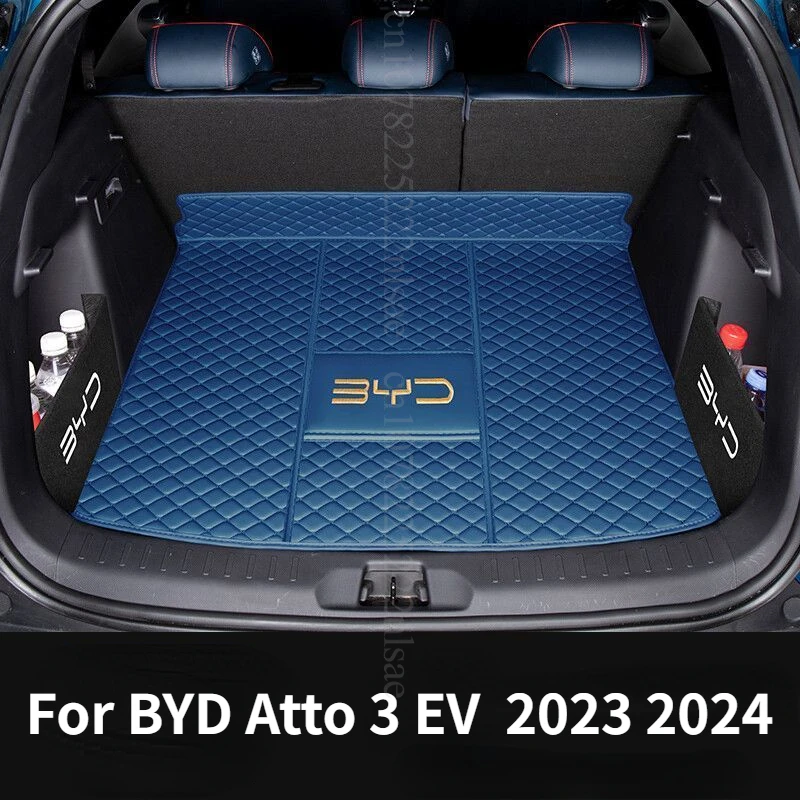 

Коврик для багажника автомобиля для BYD Atto 3 EV Yuan Puls 2022 2023 2024 кожаные водонепроницаемые подкладки аксессуары для интерьера подкладка для груза Стайлинг автомобиля