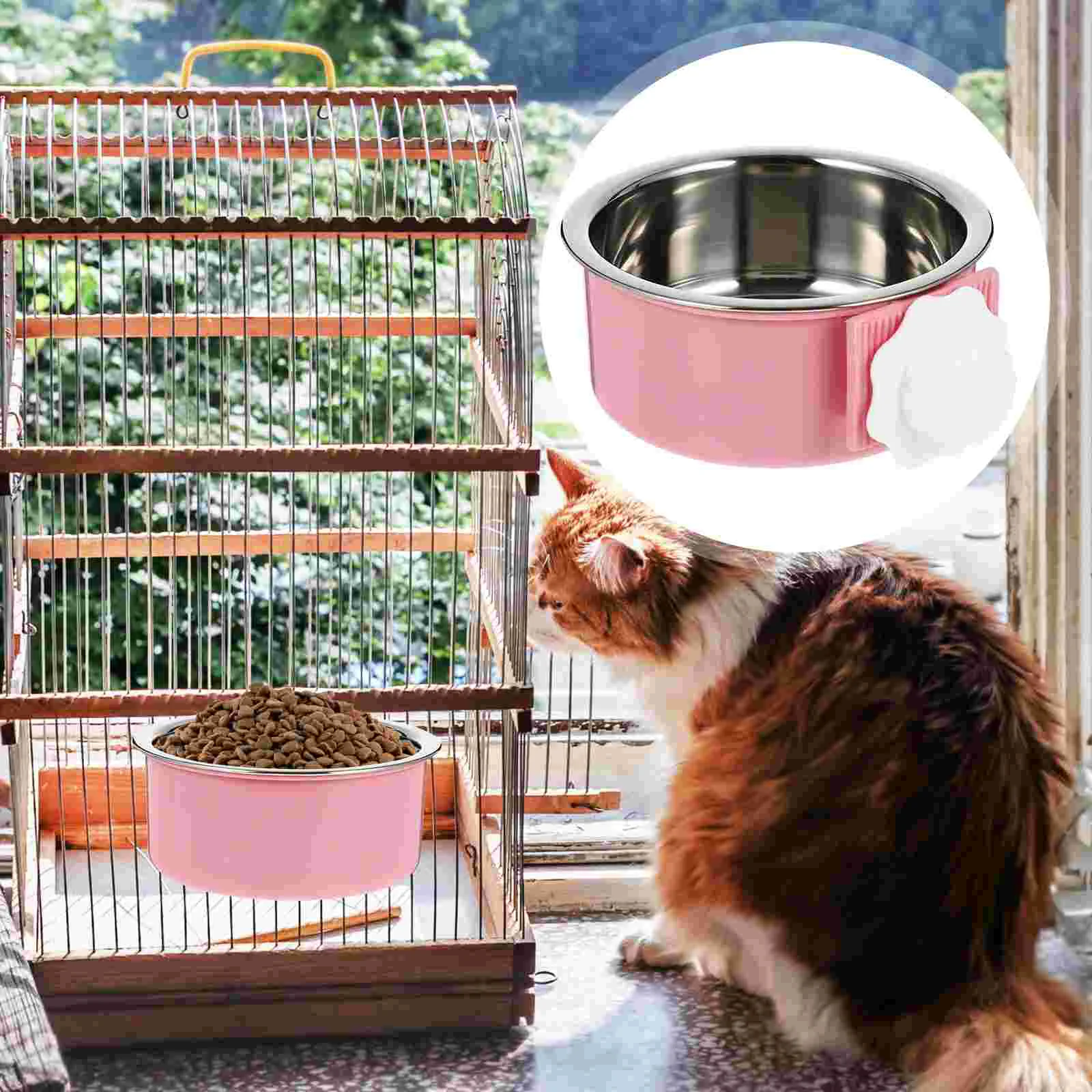 

Bowl Feeder Bird Pet Cage Dog Feeding Dish Cup Water Animal Chinchilla Cups Birds Holder Dispenser Stainless Steel Hanging Drink