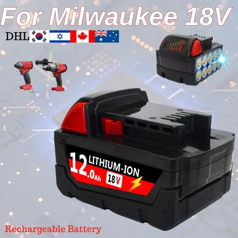 Фото Аккумуляторы 12000 мАч 18 в для Milwaukee 18B6 18 в XC Li-Ion 48-11-1860 48-11-1852 48-11-1850 48-11-1840 48-11-1820 48-11- №1
