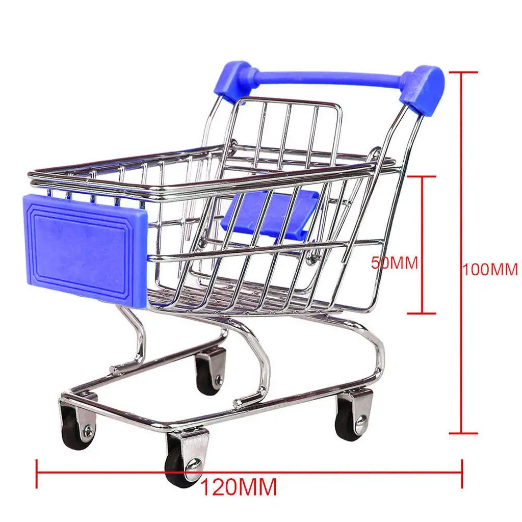 

4pcs Shopping Cart Toy Desktop Accessory Decoration Office Decor Handcart