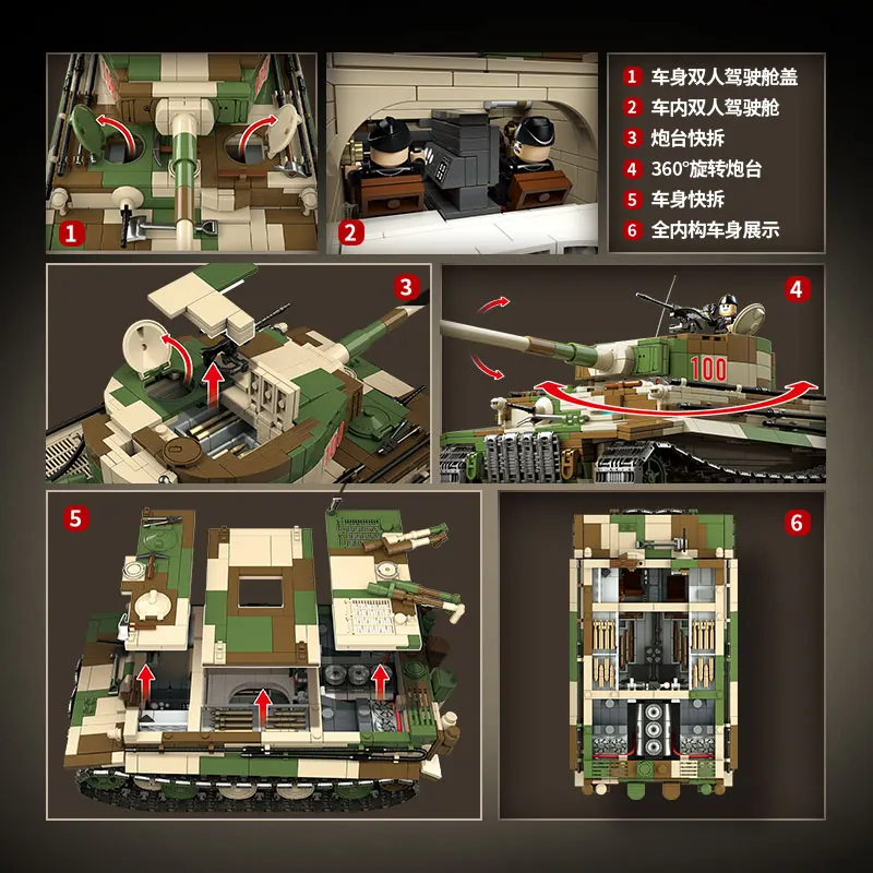 2276 Шт. Набор Коллекционных Строительных Блоков Heavy Tank Tiger Времен Второй Мировой