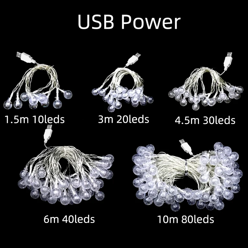 Светодиодная гирлянда с хрустальными шариками праздничная осветительная