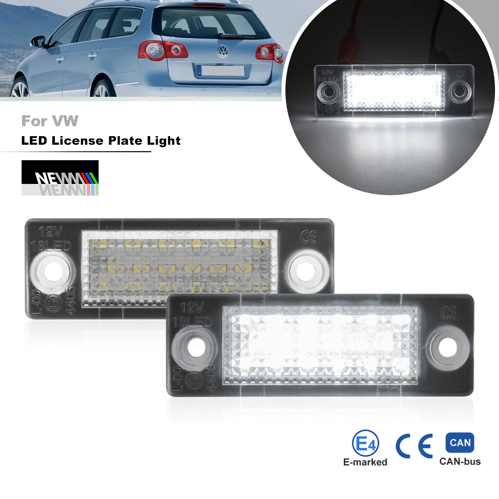 LED License Plate Light For VW Passat B5 B6 Touran I Transporter Multivan T5 7E 7F 7H Canbus Rear Tag Lighting Registration Lamp