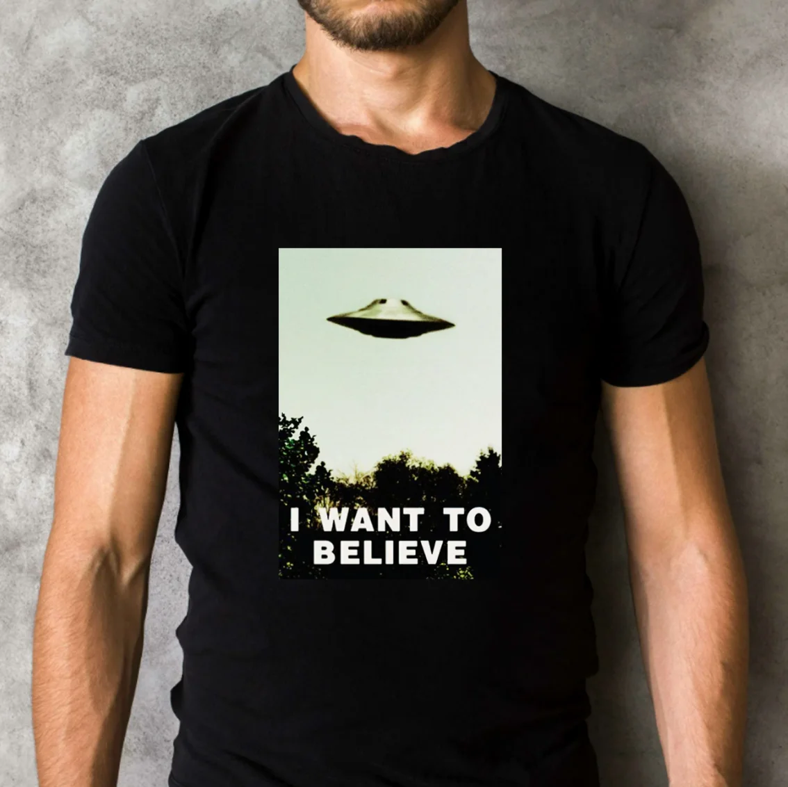 

I Want To Believe X-files Alien UFO Classic Black T-Shirt