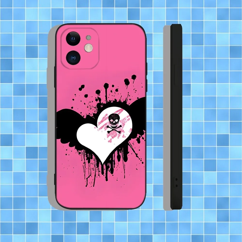 Фото Чехол для телефона Love Black And Cute Emo Goth для iPhone 16,15,14,13,12,11,Pro,Max,Plus,X,XS,XR,SE,8,7,Mini,мягкий силиконовый черный чехол №3