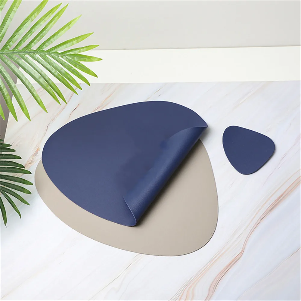 

New 1pc Leather Placemat Mouse Pad Tableware Pad Oil Water Resistant Heat Insulation Non-Slip Tablemat Coaster Table Mat