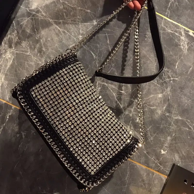 

Сумка кросс-боди Женская на цепочке, Роскошный дизайнерский саквояж кросс-боди с бриллиантами, модный Популярный Мессенджер на плечо
