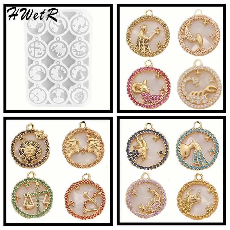 

Fashion 12 Constellation Necklace Bracelet Pendant Pendant Resin Mold DIY Epoxy Silicone Mold Making Resin Jewelry Casting Molds