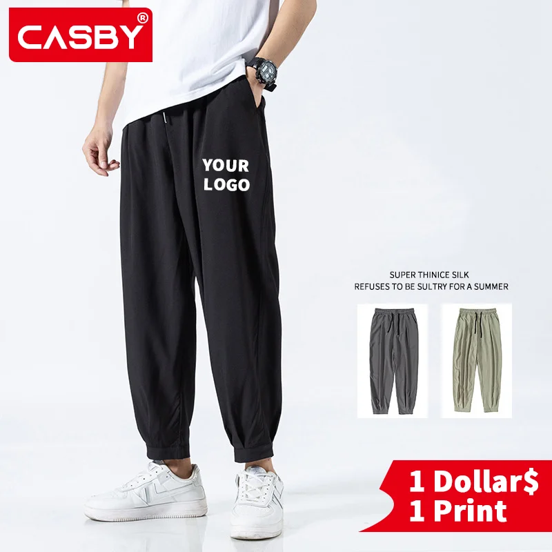 

Custom Logo Men Pants Joggers Sweatpants Mens 2022 Spring Streetwear Pants Fitness Fashion Summer Casual Ankle Banded Pant Men