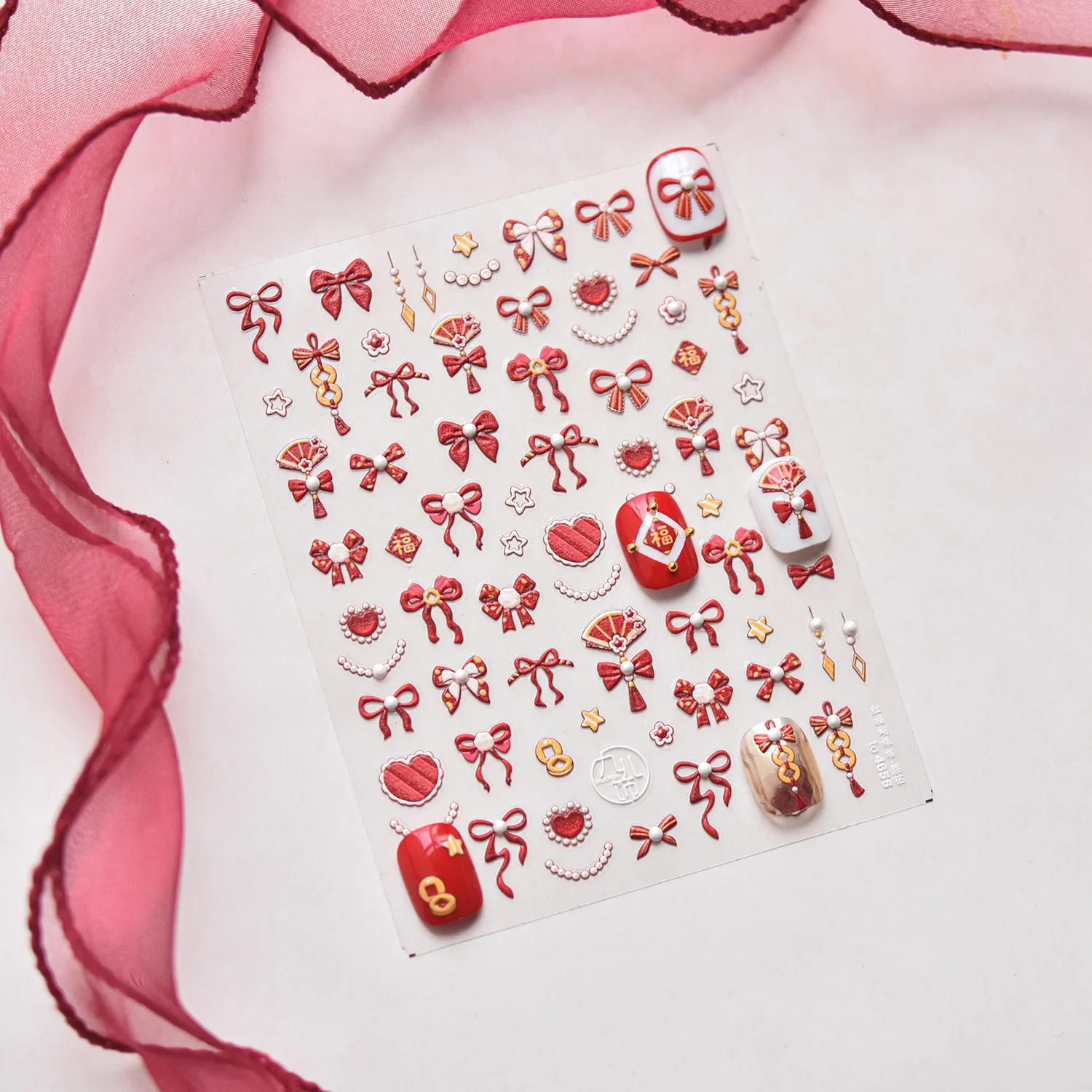 1 шт. 5D роскошные наклейки для дизайна ногтей с кристаллами и бриллиантами Lucky Red