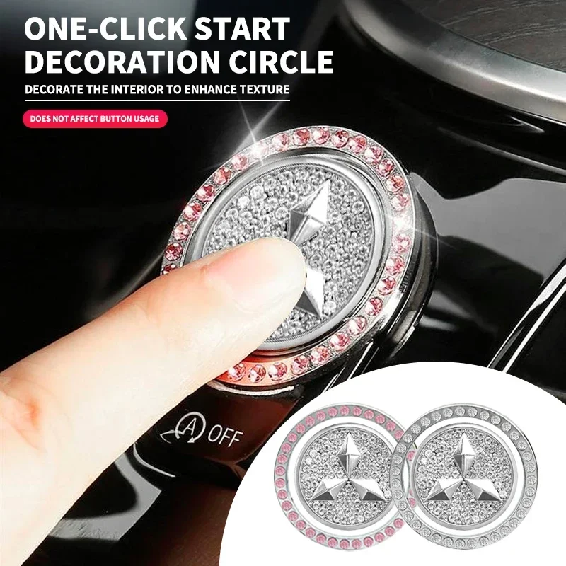 Наклейка на кнопку запуска автомобиля с кристаллами и бриллиантами