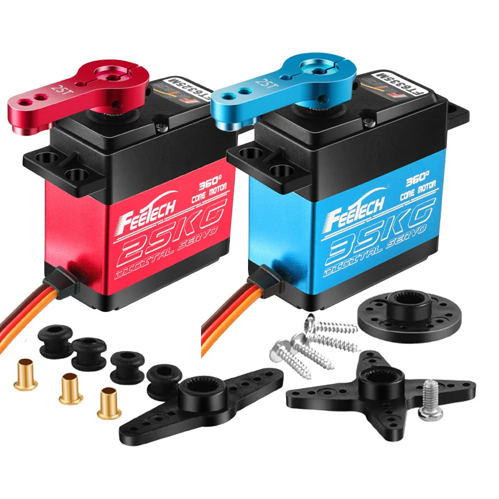 Магнитный стальной Шестеренчатый двигатель FEETECH FT6325M 25 кг/FT6335M 35 кг 360 °, цифровой сервопривод для радиоуправляемого автомобиля, дрона, роботов, игрушек