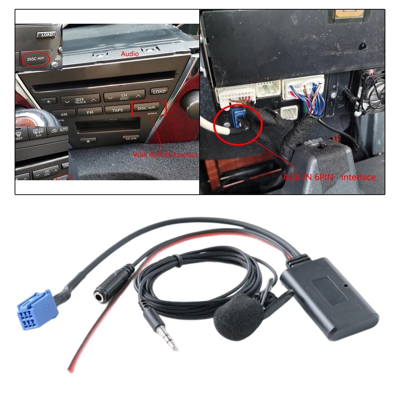 

Car Audio Cable Adapter with Microphone Connection Module Harness for direct Replaces Easy to Install