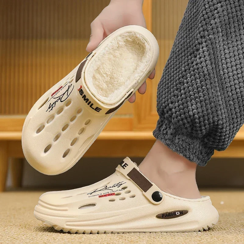 Мужские зимние тапочки теплые меховые мягкая домашняя хлопковая обувь для