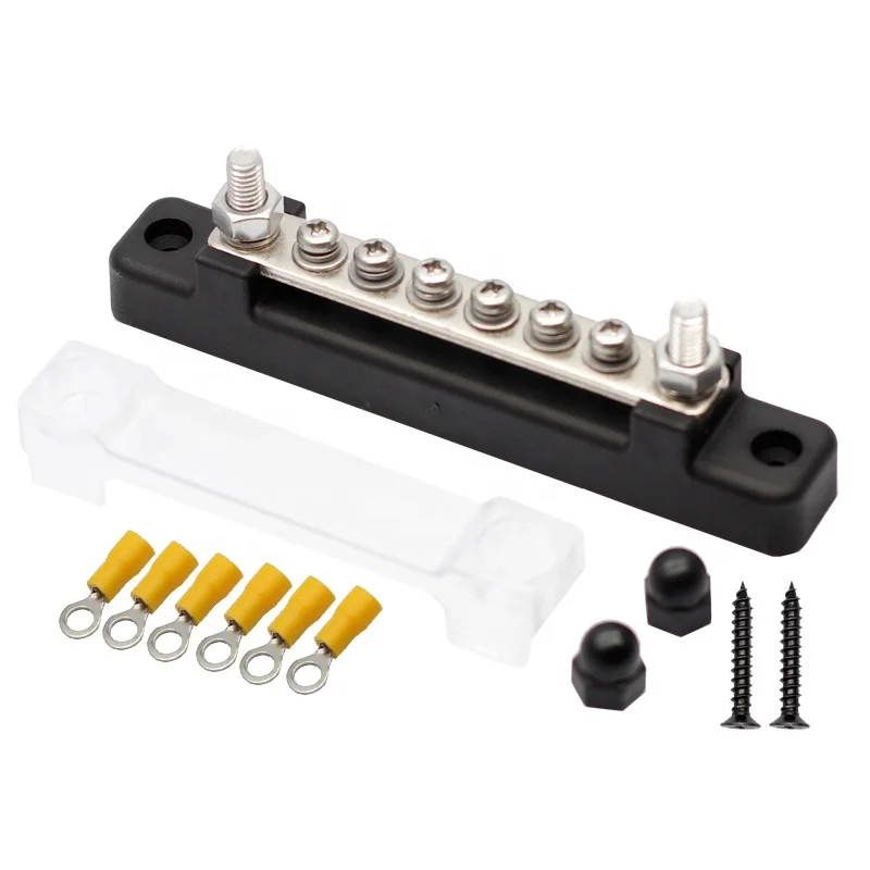 8-Gang BusBar with Cover 6 Terminal Bus Bar 150 A with Cover Power Distribution Terminal Block