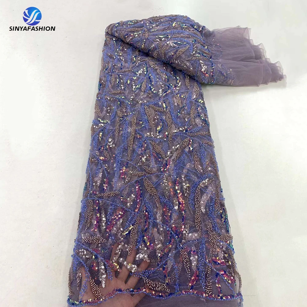 Женская роскошная кружевная ткань с африканскими блестками свадебная вышивка 2023