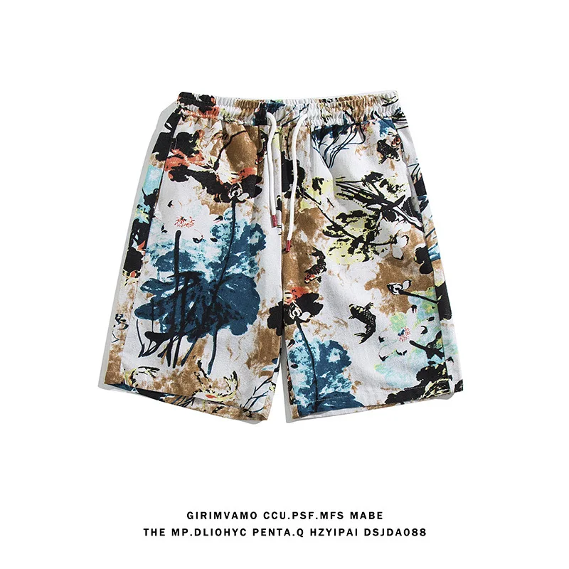 

2022 new Summer new beach pants men's elastic waist thin casual cotton and linen five-point shorts shorts for men