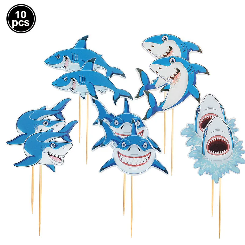 

Бумажная посуда Blue Cute Cartoon Shark для детского праздника