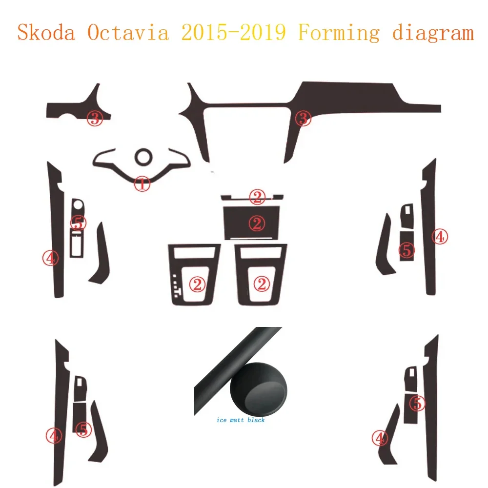 Для Skoda Octavia 2015-2019 внутренняя центральная панель управления дверная ручка наклейки из углеродного волокна наклейки аксессуары для стайлинга автомобилей