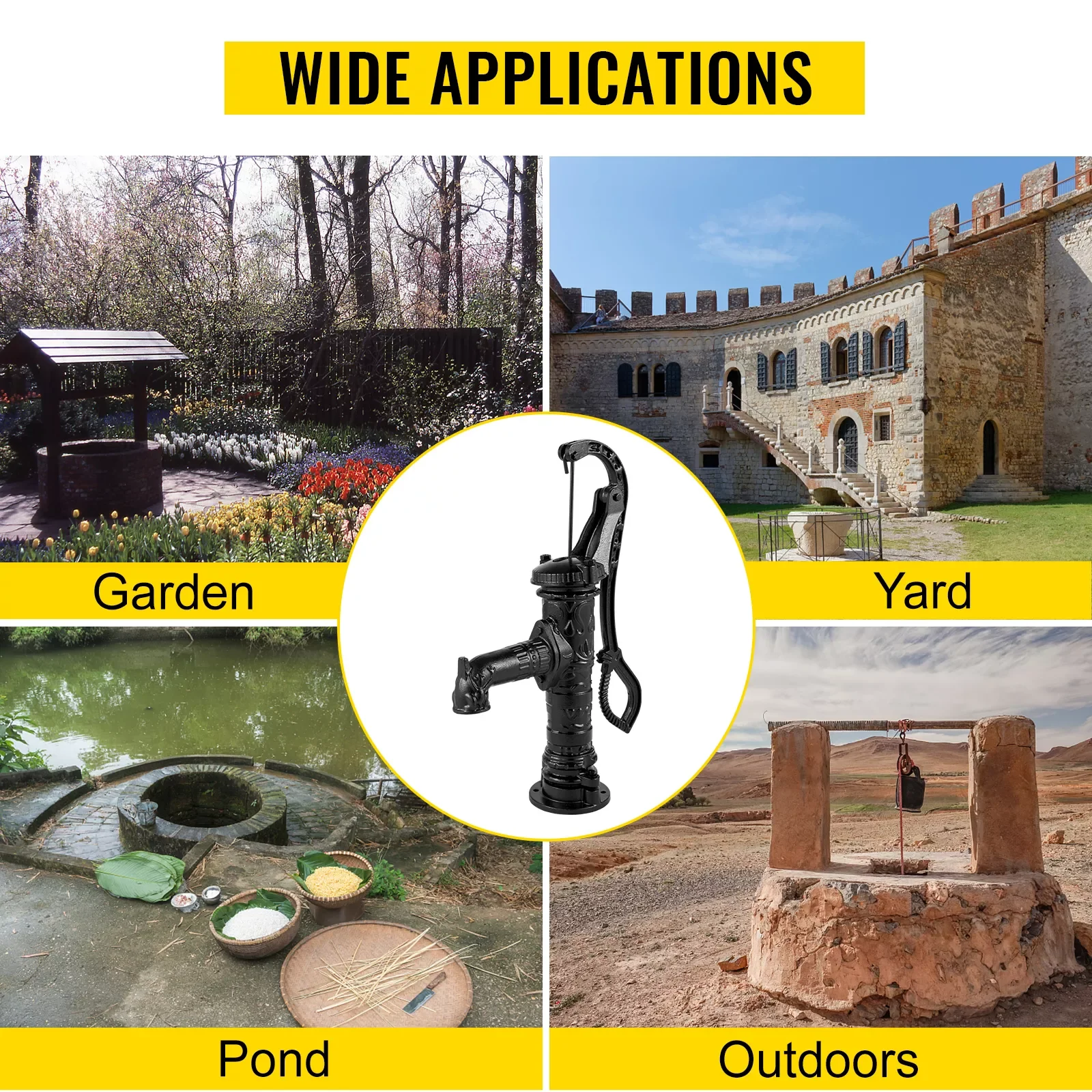 

Antique Iron Hand Water Pump Pitcher Pump Cast Iron For Outdoor Yard Ponds Garden Farm Well Ornament Feature Decoration