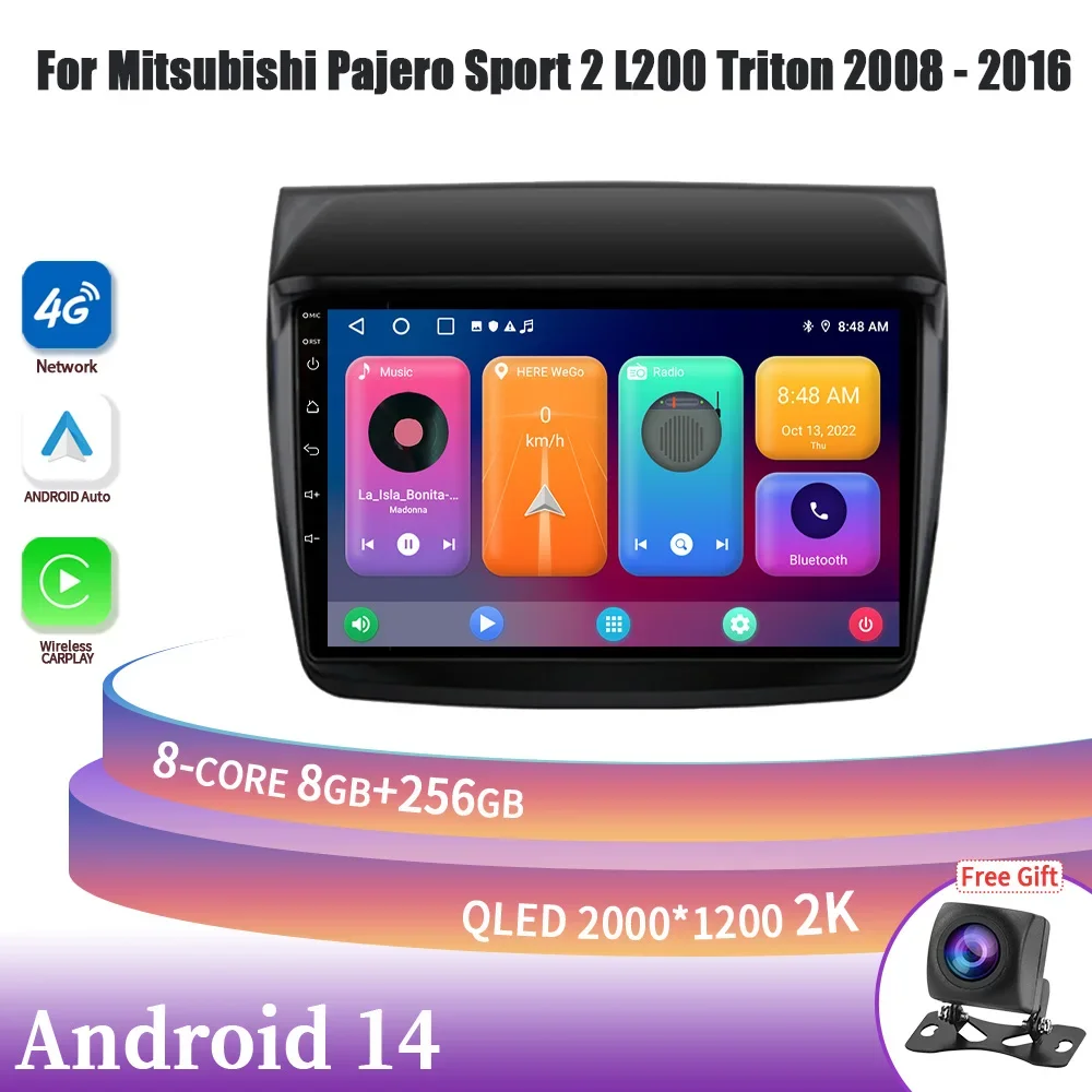Android 14 для Mitsubishi Pajero Sport 2 L200 Triton 2008-2016 автомобильный радиоприемник мультимедийная