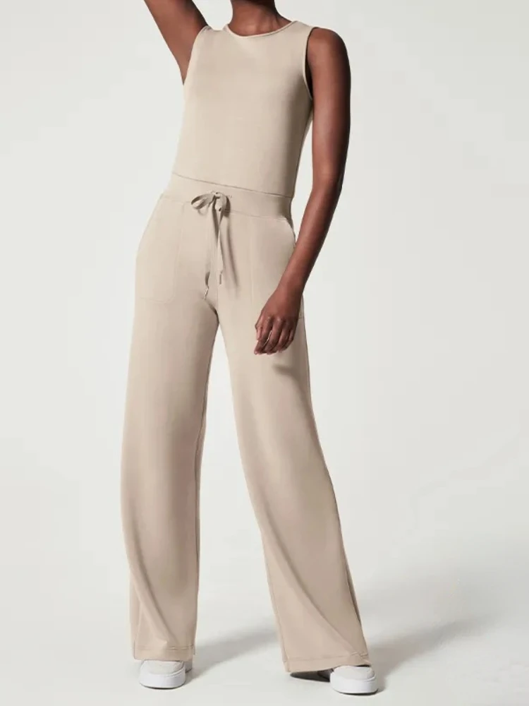 

Jump Suits for Women Fashion Version Elegant Appear Thin Sleeveless Solid Commuter Long Jumpsuits Women Clothes Pants Overalls