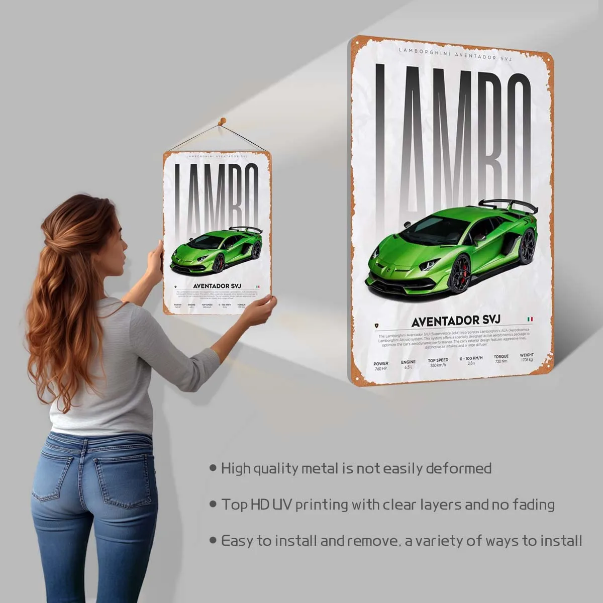 Lamborghini Aventador SVJ знак автомобиль металлический плакат декор для ванной комнаты