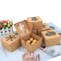 5pcs kraft paper christmas packaging pvc gift box party favor holders candy dragee chocolate cookie boxes wedding gifts