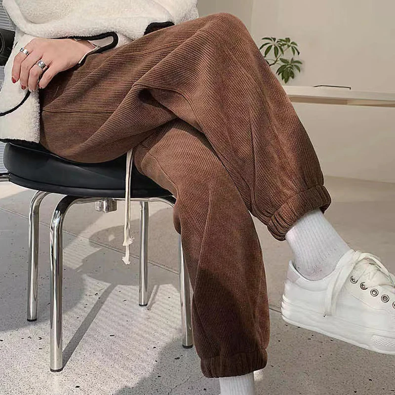 

956# Winter Dense Thermal Plus Velvet Corduroy Maternity Pants Casual Loose Belly Clothes for Pregnant Women 3XL 4XL Pregnancy