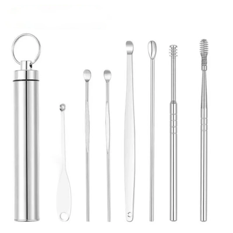

7/8pcs Ear Wax Cleaner Removal Tool Earpick Sticks Earwax Remover Sulfur Ears Cleaning Kit Curette Ear Pick Ear Wax Cleaning Kit