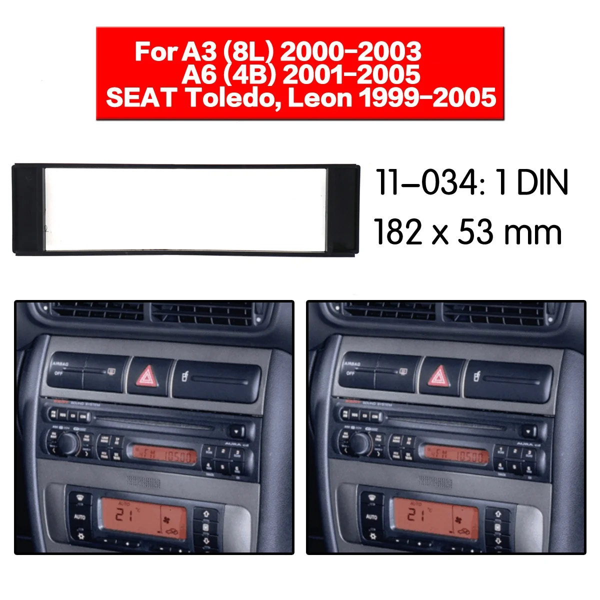 Fascia 1 Din рамка для-Audi A3 8L A6 4B сиденье Toledo Leon Fiat Scudo Stereo Facia Plate Dash CD Trim 1 DIN Радио Чехол (art.: 3920c8f9ae02e) - 3920c8f9ae02e