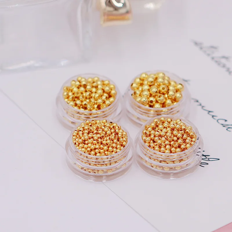 100pcs 2 2.5 3 4 5 6 8mm Real Gold Plated Round Spacer Beads Loose Beads for Jewelry Bracelets Necklace Making DIY Accessories