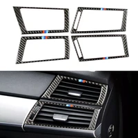 carbon fiber car control panel left right air conditioner outlet frame cover stickers for bmw x5 e70 x6 e71 2008 13 accessories