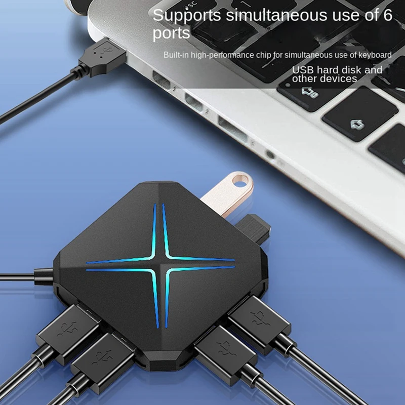 

Usb-хаб 3,0 сплиттер 1 Drag 6 высокая скорость со звуковой картой TF SD карта многофункциональный преобразователь расширения простой в использовании черный