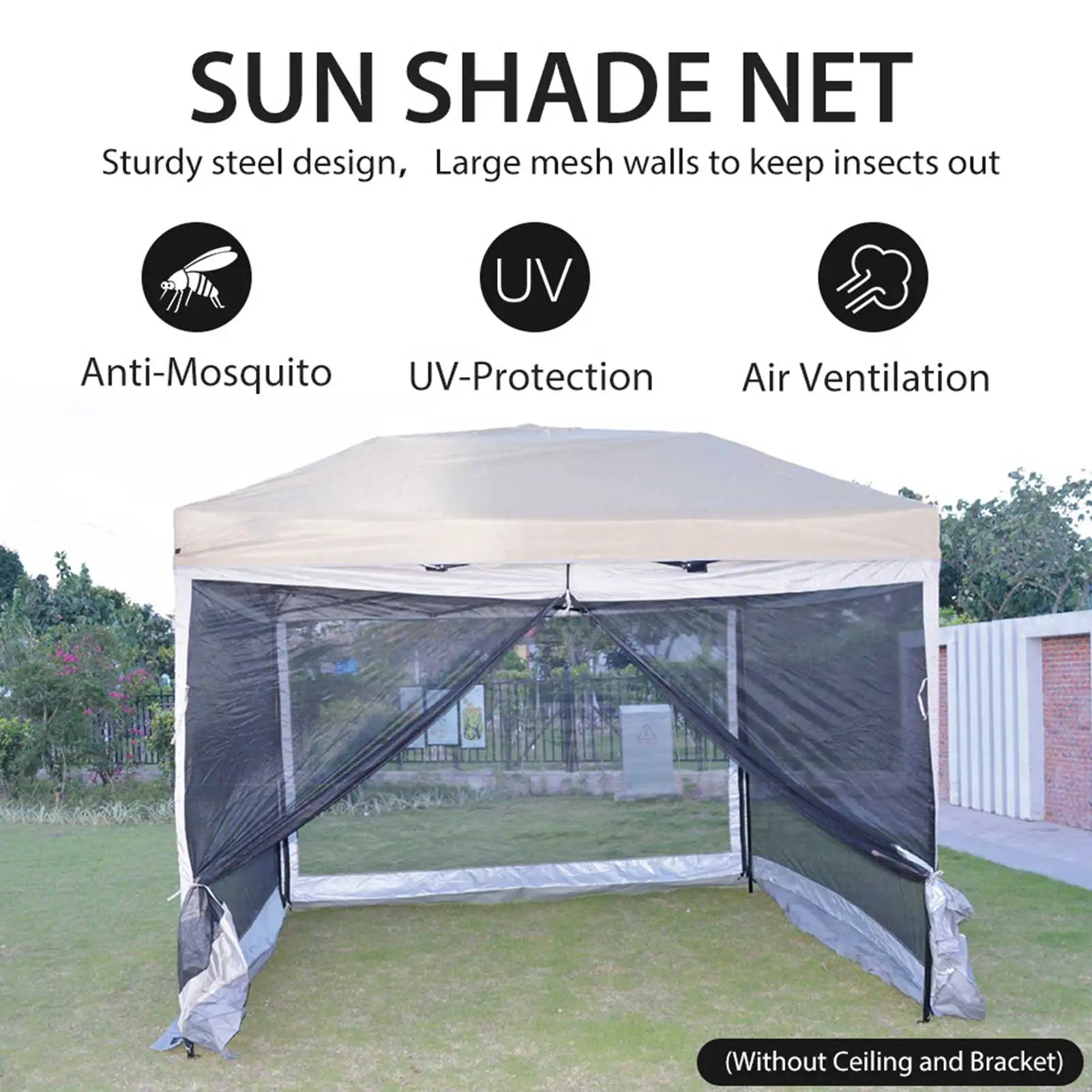 

Anti-insect Gazebo Mosquito Net Upgrade Four Doors Design Garden Gazebo Side Wall Replacement Cloth Canopy Tent Accessory