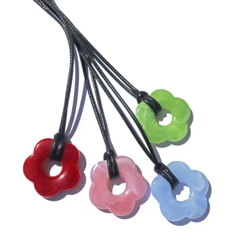 

Long Wax Line Flower Pendant Choker Aesthetic Necklace for Women Birthday Gift 264E