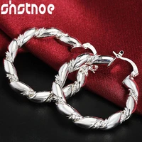 925 sterling silver 30mm twisted round hoop earrings for women party engagement wedding christmas gift fashion charm jewelry