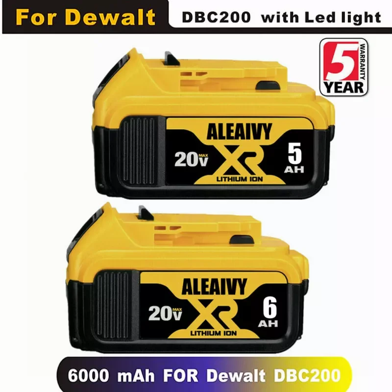 

20V 6.0Ah MAX XR Battery power tool Replacement for DeWalt DCB184 DCB181 DCB182 DCB200 20V 3A 5A 6A 18Volt 20 v Battery