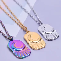 high quality moon charm necklace stainless steel necklaces for women men accessories rectangle pendant choker vintage jewelry