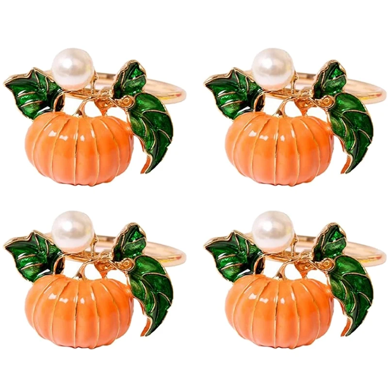 

Кольца для салфеток на День Благодарения, 4 шт., держатели для салфеток с тыквой, осенняя Пряжка для салфеток на Хэллоуин, праздники, свадьвеч...