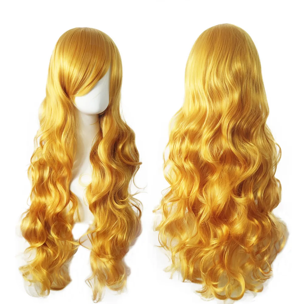

Gres Long Wave Cosplay Wig for Women Halloween Costume Wigs High Temperature Fiber Blonde/purple/blue Synthetic Hairpieces