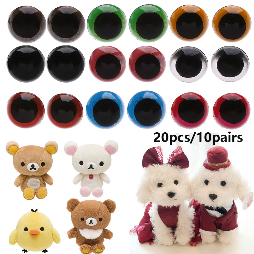 

20Pcs 8/10/12/14mm Plastic Eyes Crafts Puppet Crystal Eye With Washer Stuffed Toys Parts Bear Animal Accessories Dolls DIY Tools