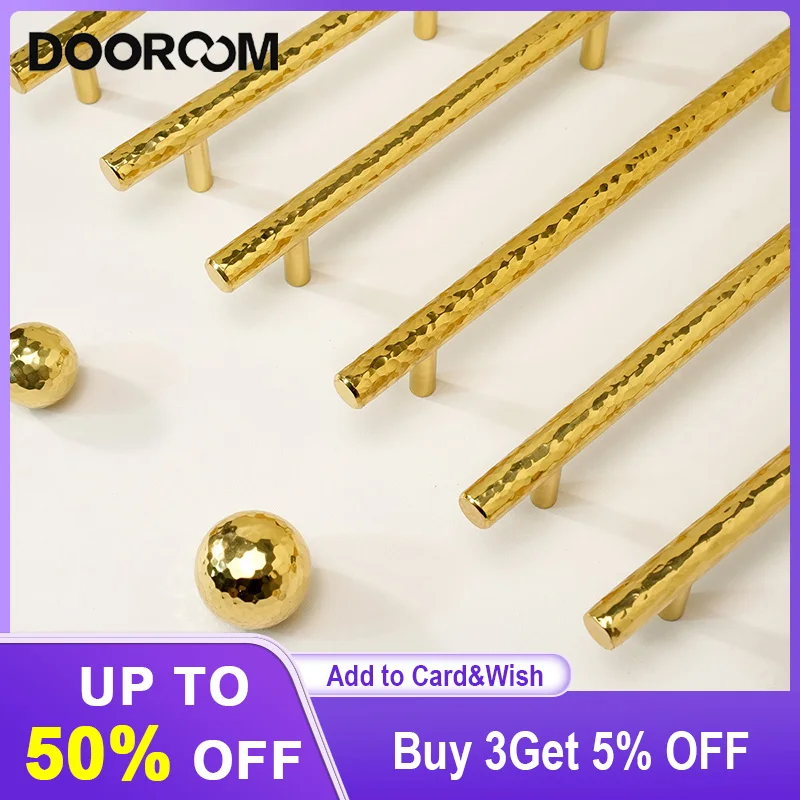 

Dooroom Retro Brass Furniture Handles Modern Hammered Cupboard Wardrobe Dresser Shoe Box Drawer Cabinet Knobs Ball T Shaped