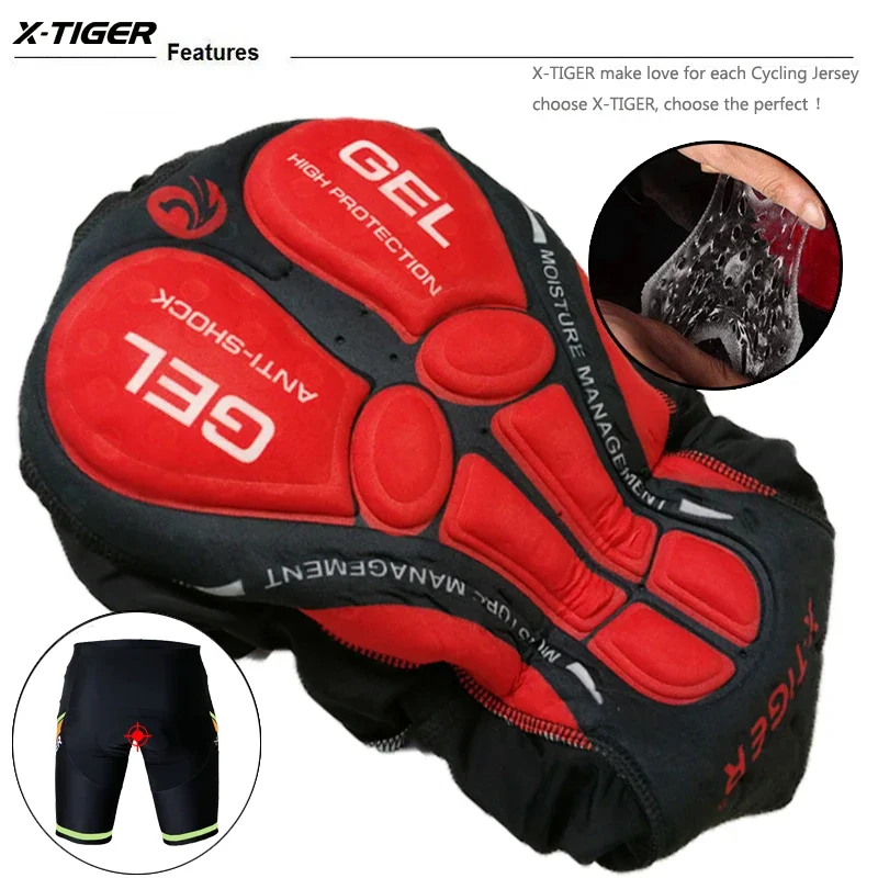 Мужские велосипедные шорты X-TIGER Coolmax 5D с мягкой противоударной подкладкой для MTB